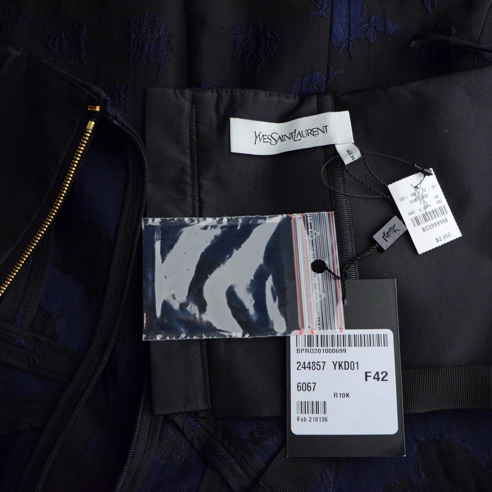 YVES SAINT LAURENT YSL ABITO SENZA SPALLINE BROCCATO ROSE STAMPA CORSETTO $2.450 F42 US8