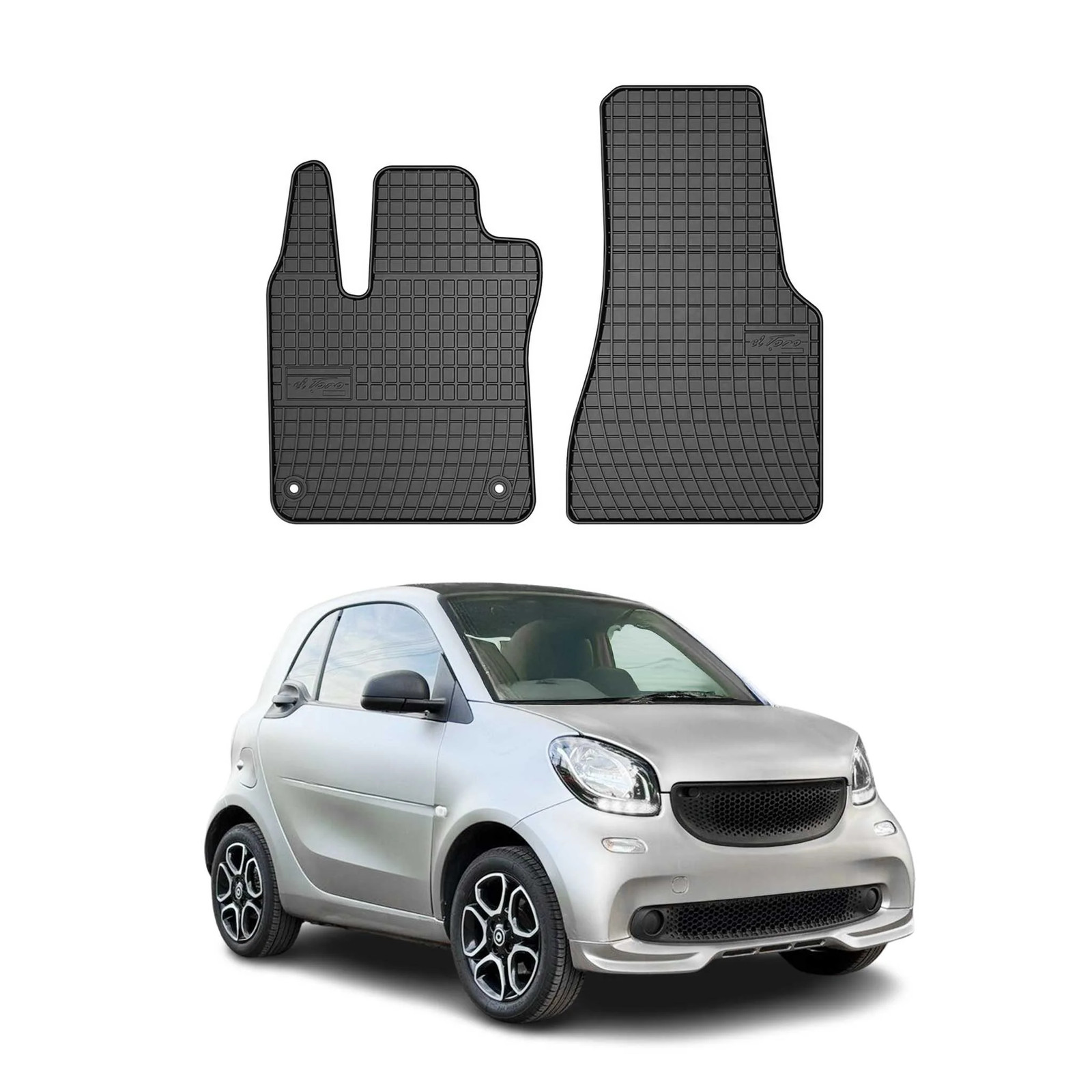 Tapis en caoutchouc noir Smart Fortwo 2014-2020 finition premium