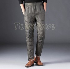 Mens Duck Down Puffer Pants Padded Quilted Trousers Warmer Winter Outdoor Casual