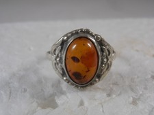 Sterling Silver Baltic Amber Ring Size 5 Weighs 4.2 Grams