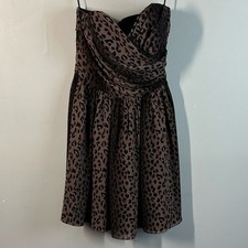 Jay Godfrey Womens Strapless Leopard Animal Print Chiffon Dress Size 2 Mob Wife