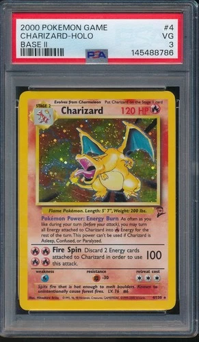 2000 Pokemon Game Base Set 2 #4 Charizard Holo PSA 3 VG - 145488786