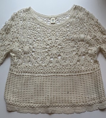 Ultra Pink Boho Crochet Beige Top