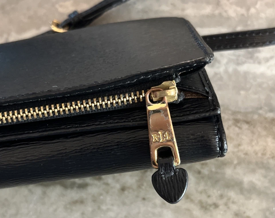 Ralph Lauren Newbury Saffiano Leather Kaelyn Mini Crossbody Bag Wallet Black - Image 4 of 4