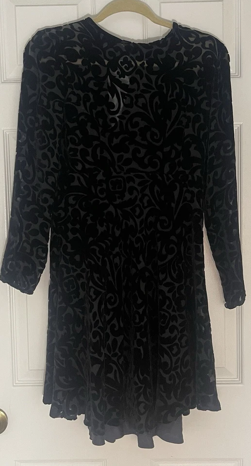 Georgiou Classic Black Rayon  Illusion Long Sleeve Dress Size 4 (XXS) - Image 3 of 4