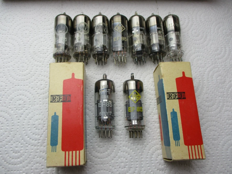 9 EF 85 Röhren,3x Valvo,1x WF, 2x Siemens,1x Staar,2x RFT in OVP, Geprüft, Rar - Bild 1 von 3