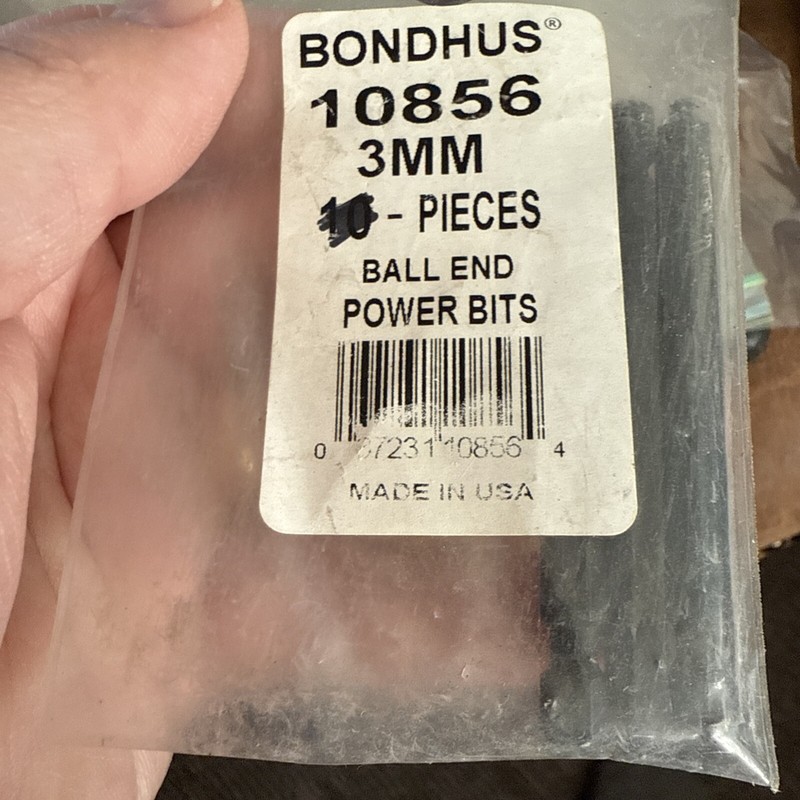 Pack Of 3 Bondhus 10856 3mm Ball End Tip Power Bit w/ProGuard Finish, 76mm