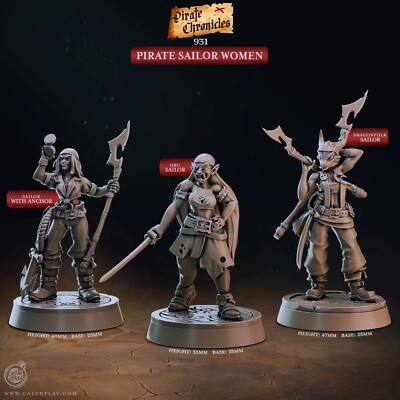 Freibeuterinnen Miniatur Set Piraten Kämpferinnen Figur für RPG's wie D&D 5e