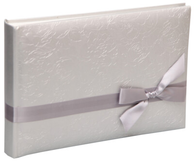 Silk Ribbon Fotoalbum in Silber 24x16 cm 60 Seiten romantisches Buchalbum
