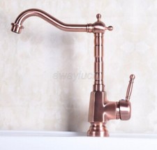 Dcek Mounted Kitchen Faucet Antique Red Copper Single Handle Sink Mixer Tap
