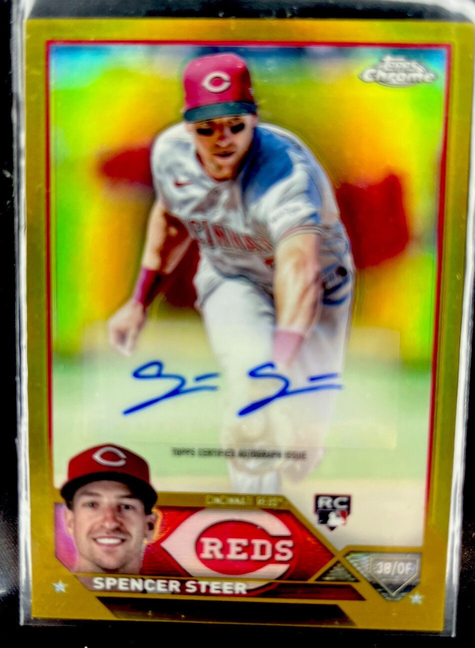 2023 Topps Chrome Update Spencer Steer Rookie True Gold Refractor Auto /50 🔥
