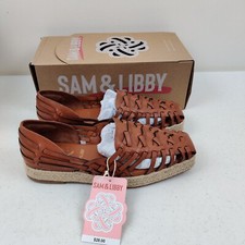 Sam & Libby Women's Asha Espadrille Saddle Slip On Shoes Brown Size 8