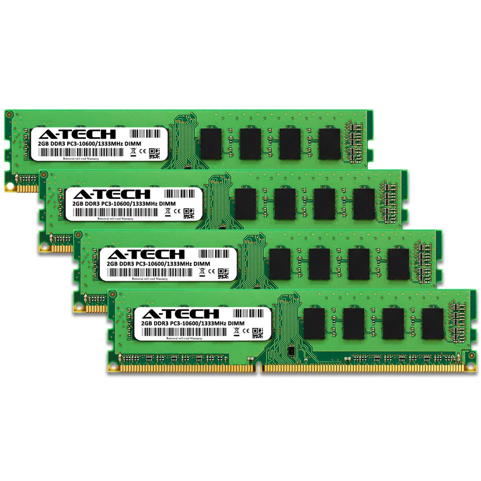 A-Tech 8GB Kit 4x 2GB PC3-10600 Desktop DIMM DDR3 1333 MHz Non-ECC Memory RAM - Image 2 of 4