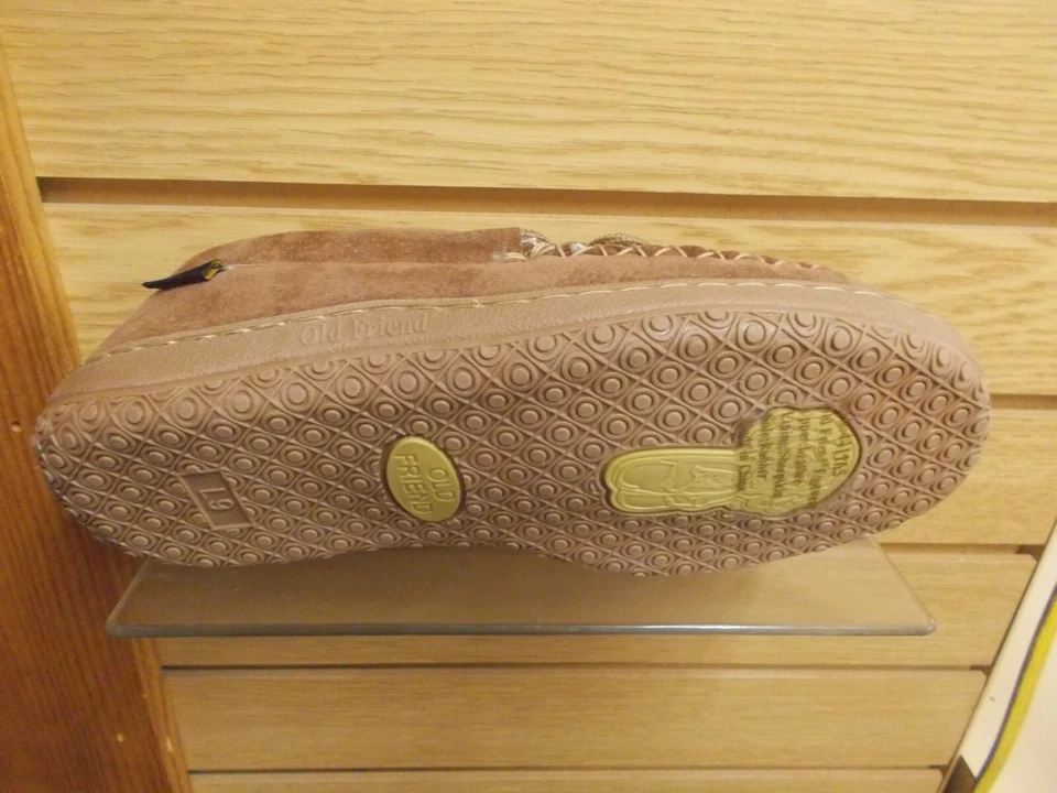 OLD FRIEND 441224 MUJER ANCHO PIEL DE OVEJA FORRADO ZAPATILLA MOCASÍN MARRÓN NUEVO ANCHO  Foto 3 de 4