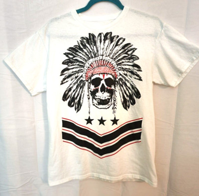 2 Monkeys Indian Skull Headdress Vintage T-Shirt Tee Size M Tagless Made in USA