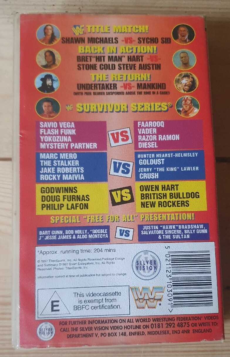 Rare WWF Survivor Series 1996 Wrestling VHS Video Tape, WWE, WCW, Old