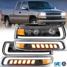 Dot Led Headlights Drl Turn Signal Lamps For 99-02 Chevy Silverado 00-06 Tahoe
