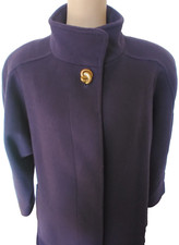 Leslie Fay Women's Coat 100% Pure Wool Solid Purple Petites Size 10 USA Made