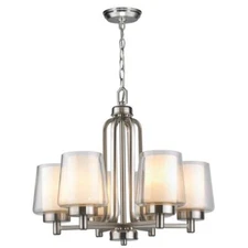 World Imports  WI60997  Renee Brushed Nickel 6-Light 22 Inch Chandelier NEW