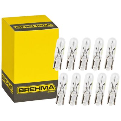 10x BREHMA T5 W2x4.6d 24V 2W Glassockellampe Glühbirne Glühlampe
