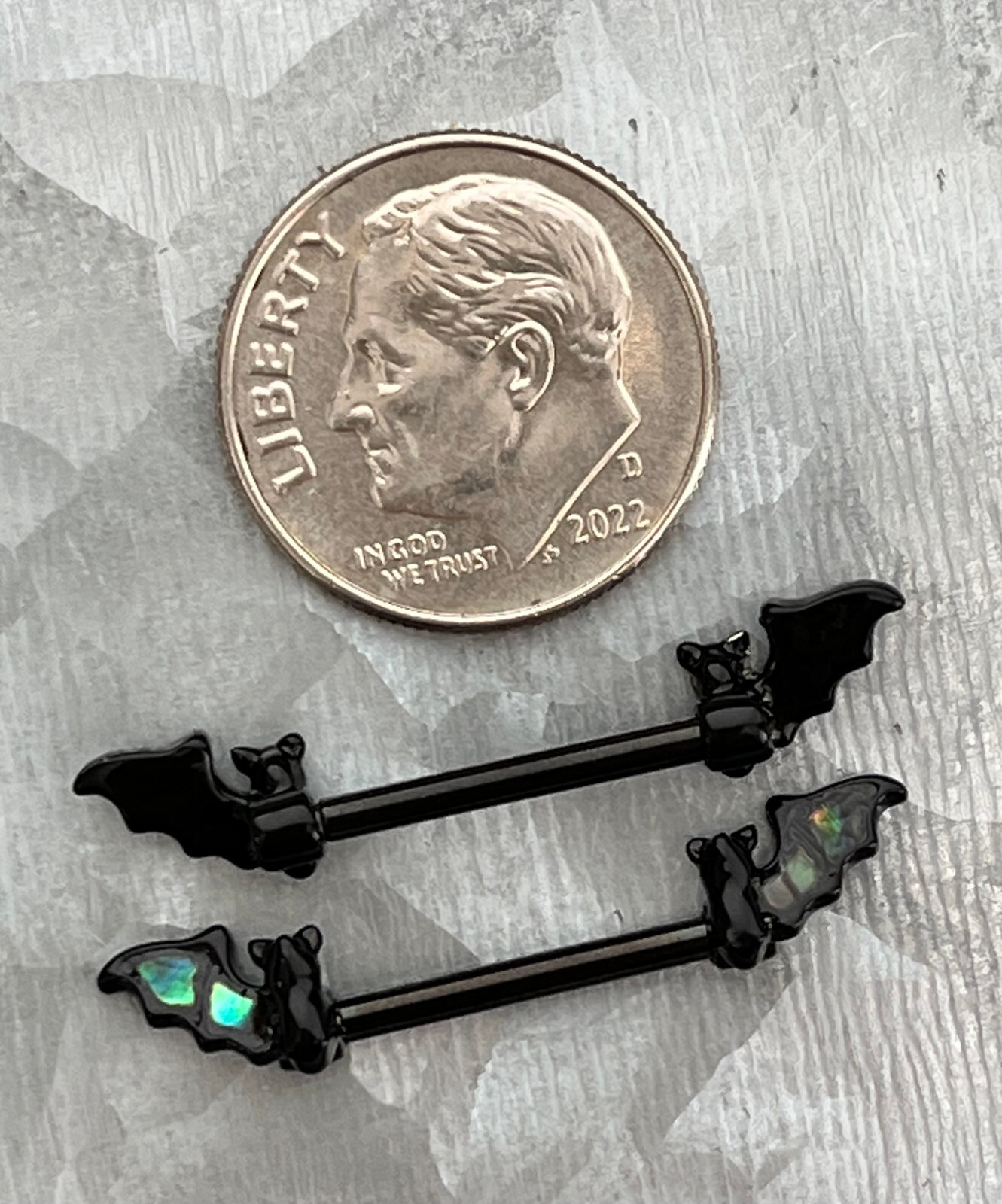 PAIR Abalone Bat Nipple Rings Design Body Jewelry Surgical Steel Shields Barbell