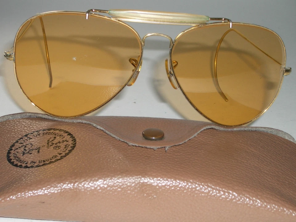 GAFAS DE SOL AVIADOR B&L RAY-BAN AMBERMATIC OUTDOORMAN VINTAGE AÑOS 70 58-14 MM Foto 4 de 4