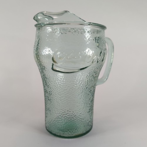 Coca Cola Coke Glass Pitcher Green Pebbled Dimpled 64 oz Free Shipping Vintage