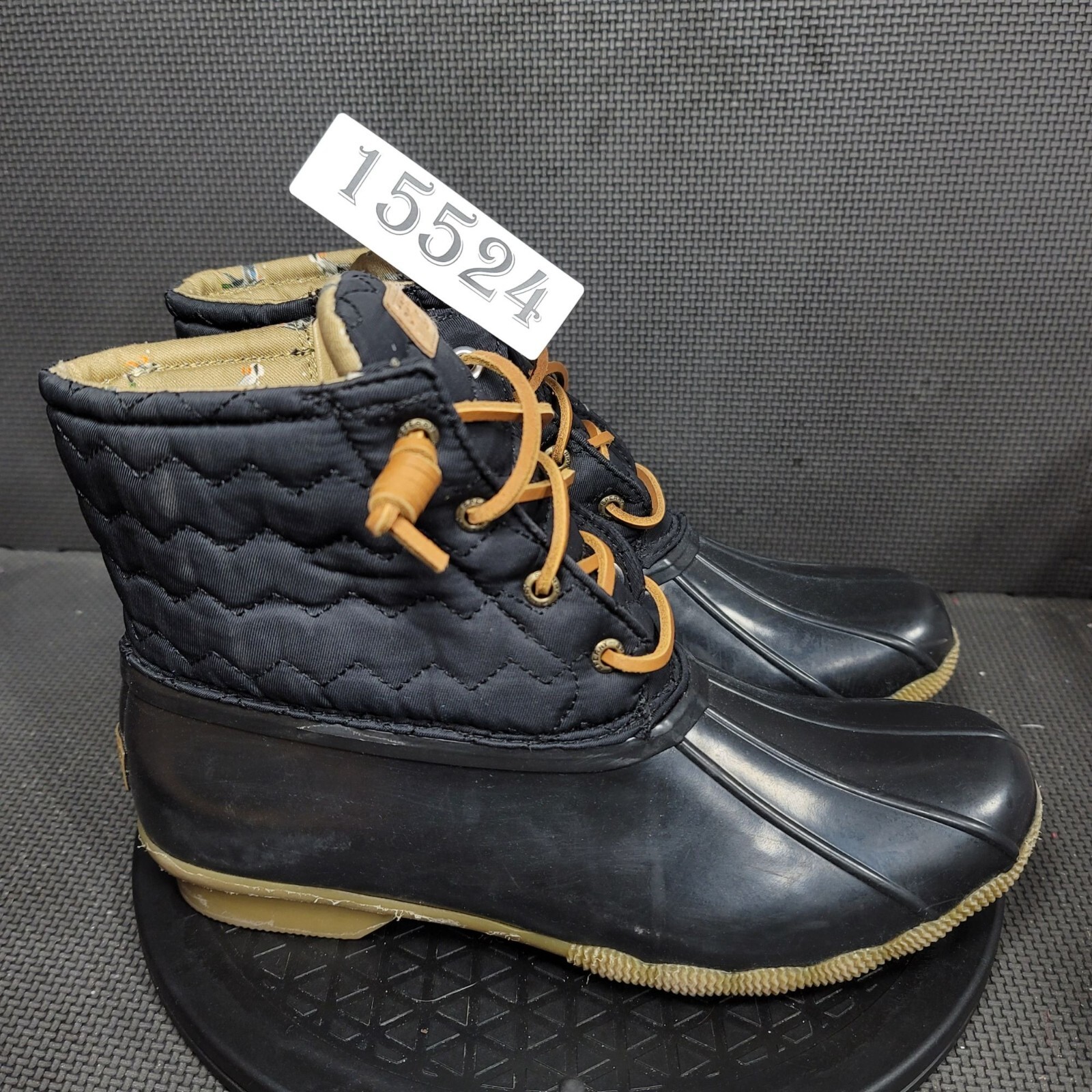 Sperry Salwater Quilted Duck Boots Womens Sz 10 Black… - Gem