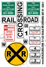 SCALELIKE INDUSTRIES G-RAILROAD X SIGNS 1 (GXS-1) PRINTED ON PLASTIC FACTORY NEW