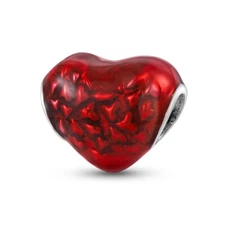 MULA European Enamel Red Heart DIY Charm Fit Women Bracelet 925 Silver Plated