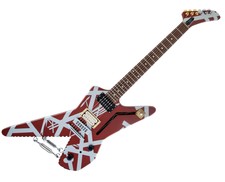 Used Evh Striped Shark Electric Guitar - Burgandy Red W/silver Stripes