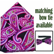 Elegant Paisley Pocket Square  Bow Tie Wedding Prom New Year Party Christmas