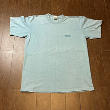 Vintage Time Magazine Blue Striped T-Shirt Tee Single Stitch Made In USA Size L