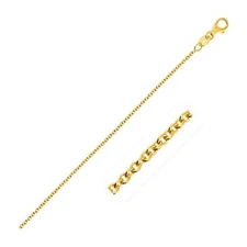 14k Yellow Gold Round Cable Link Chain 1.3mm Width 16"-18" Inch Length Necklace