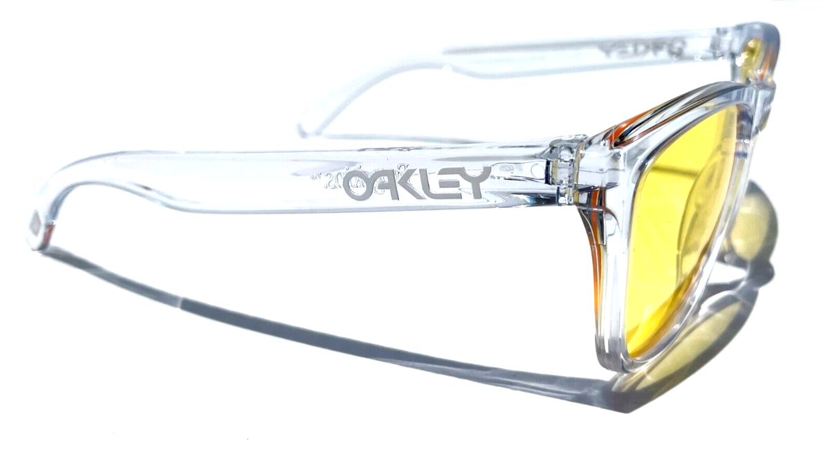 NEW Oakley Frogskins Shiny Clear w Galaxy Yellow Amber Lens