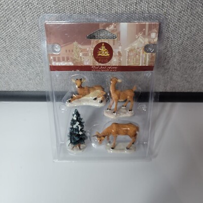 Enchanted Forest Dad and Fawns Poly-Resin Set Of 4 Figurine