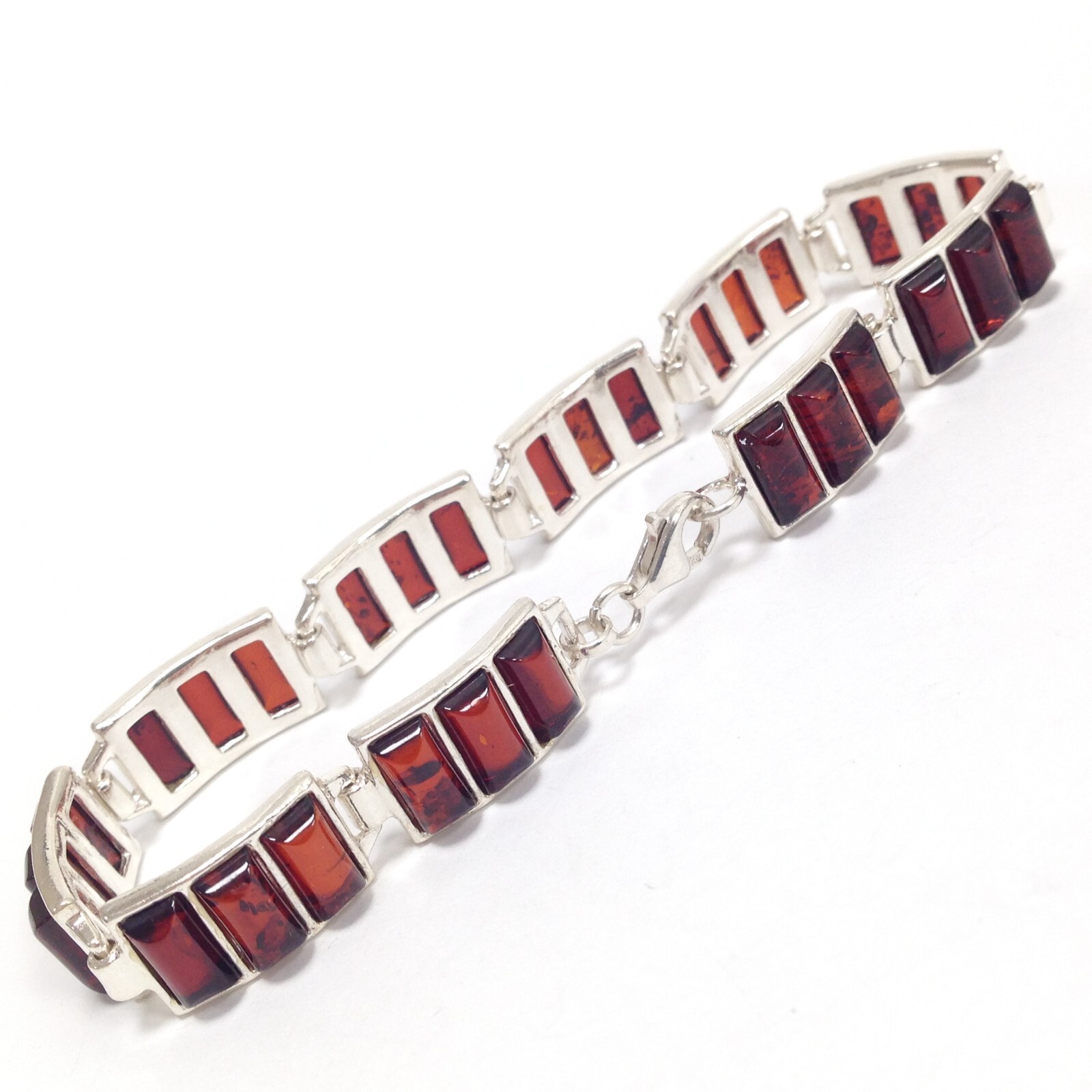 B Maker Mark Sterling Silver Rectangle Natural Am… - image 2