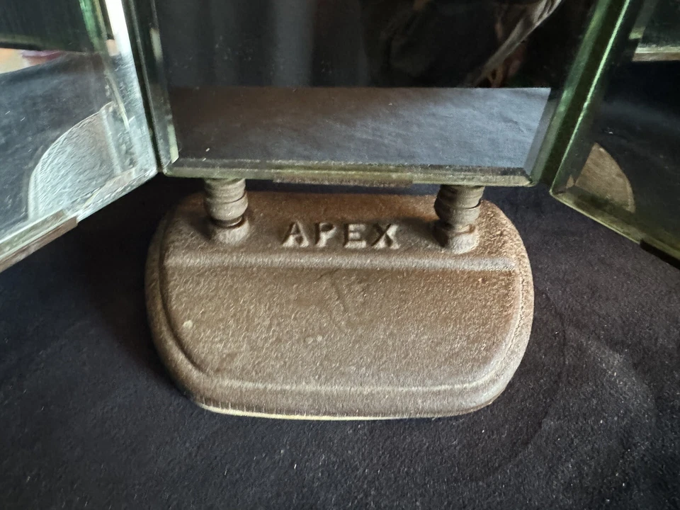 Vintage Art Deco Beveled 3 Panel Glass Tilt Mirror Department Store Counter Apex - Image 4 of 4