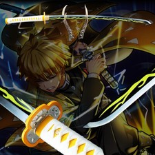 Demon Slayer Sword Agatsuma Zenitsu Sharp Japanese Samurai Katana 9260 Steel