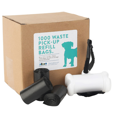 Plasticplace Dog Waste Pick-Up Bags - Black, Case of 1000 Garbage Bags