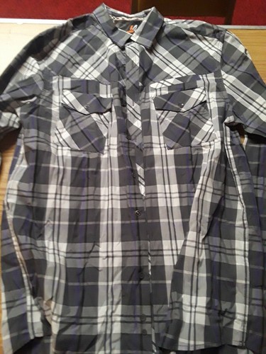 Chemise Homme L.L. Bean - Taille XL (Col 17 1/2) - Manches Courtes - Motif Carreaux Multicolore - Coton - Occasion TB