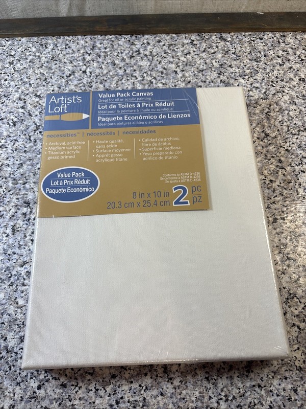 NEW, SEALED 2 PK Artist's Loft Value Pack Canvas 8" x 10" 