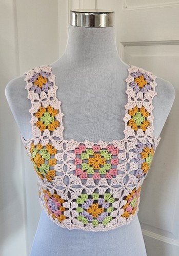 Ann Marie New Look Boho Hippy Festival Crochet Crop Top Size Medium - Picture 5 of 12