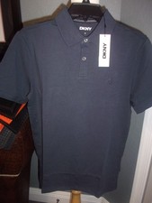 DKNY Men's Navy Blue Classic-Fit Short-Sleeve Essential Polo Shirt Size L