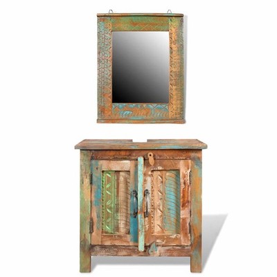 Badkommode mit Spiegel Waschbeckenunterschrank Bad Badschrank Badzimmermöbel