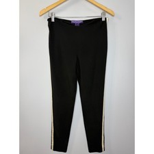 Ralph Lauren Purple Label Collection Silk Trouser Side Stripe Pant Sz 4 Black