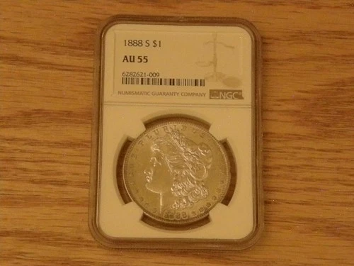 1888 San Francisco-Graded AU55- $1 Morgan Silver Dollar-Free shipping-#63