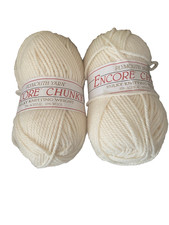 2 PLYMOUTH YARN Encore Chunk Lot 35715 Col 0256 Ivory3.5 oz 143 yrds