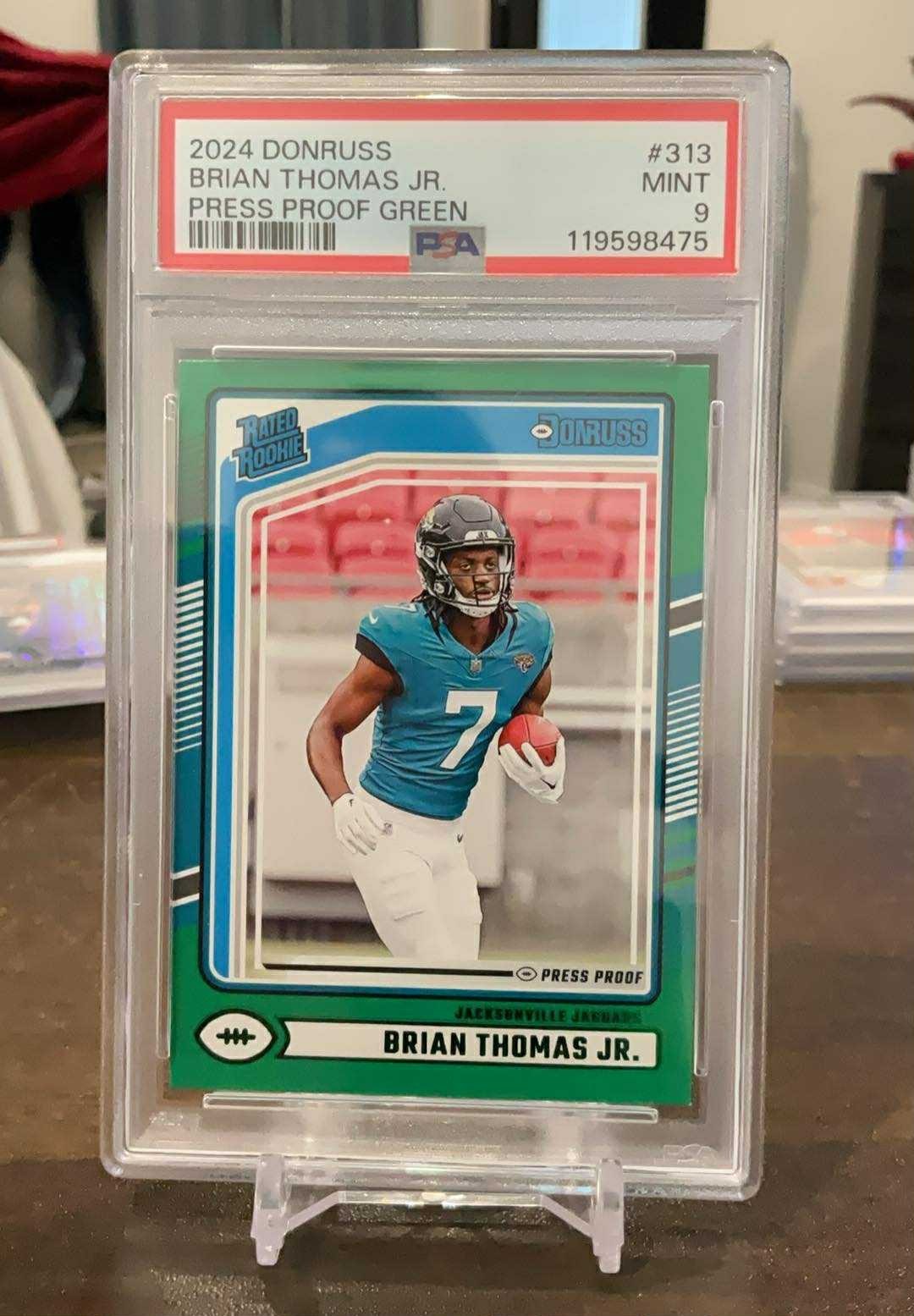 2024 PANINI DONRUSS PRESS PROOF GREEN #313 BRIAN THOMAS JR. ROOKIE RC PSA 9