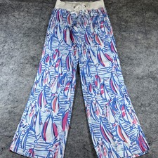 Lilly Pulitzer The Beach Pant Women's Small Geometric Slouchy Wide Leg Linen